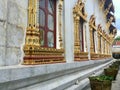 Golden decorated Window in Temple of Bells, Bangkok