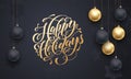 Golden decoration ball ornament winter Happy Holidays greeting Royalty Free Stock Photo