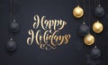 Golden decoration calligraphy lettering Hapy Holidays Royalty Free Stock Photo