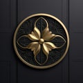 Golden Decorative Door Sticker With 3d Black Medallion Design