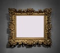 Golden decorative frame for painting on wall