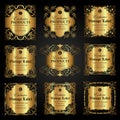 Collection of luxury ornamental gold label in vintage style