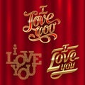 Golden decorative lettering - I Love You
