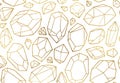 Golden decorative minerals, crystals and gems seamless pattern