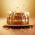 Golden Delight: A Stunning 3d Rendered Cake Dripping In Gold