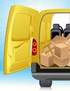 Golden delivery minibus Royalty Free Stock Photo