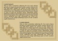 Golden designed document template, embossed golden square patterns on light golden background, copy space. Lorem ipsum Royalty Free Stock Photo