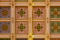 Golden detail of the ornate ceiling in the Hermitage museum of art and culture in Saint Petersburg, Russia in the Winter Palace Royalty Free Stock Photo