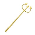 Golden Devil Halloween Day Celebration Trident or Pitchfork. 3d Rendering Royalty Free Stock Photo