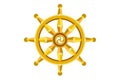 Golden Dharma wheel. Buddhism sacred symbol. Dharmachakra. Vector illustration isolated on white background