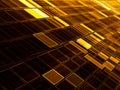 Golden diagonal tiles - technology background. Abstract computer-generated image - fractal. Bright tech style backdrop for desktop