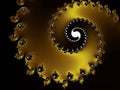 Golden diamond circles, fractal, cosmic shapes, futuristic surreal galaxy fractal, lights, abstract background, graphics Royalty Free Stock Photo