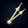 Golden Diamond Clock Hands on Dark Background Royalty Free Stock Photo