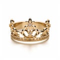 Golden Diamond Crown Ring - Art Deco Inspired Jewelry