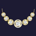 Golden diamond necklace icon, realistic style Royalty Free Stock Photo