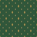 golden diamonds on dark green seamless repeat pattern background