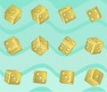 Sprites Of A Spinning Golden Dice. Animation Of A Golden Dice Spinning