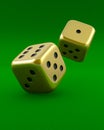 Golden dice on green