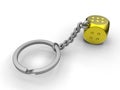 Golden dice on a key chain