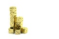 Golden dices on white Royalty Free Stock Photo