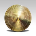 Golden digibyte coin isolated on white background 3d rendering