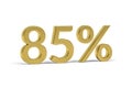 Golden digit eighty five with percent sign - 85% on white background Royalty Free Stock Photo