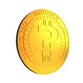 Golden digital coin with question mark, 3D illustration