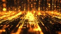 Golden digital data flowing abstract network background Royalty Free Stock Photo