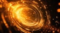 Golden digital data stream vortex tunnel technology Royalty Free Stock Photo