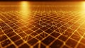 Golden Digital Grid Network with Glowing Lines and Binary Code Background image photo Royalty Free Stock Photo