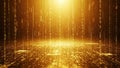 Golden Digital Matrix of Falling Binary Code in a Futuristic Abstract Environment data Royalty Free Stock Photo