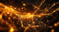 Golden digital network connecting glowing data points Royalty Free Stock Photo