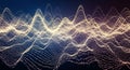 Golden digital sound wave with connecting lines and dots for abstract data visualization Royalty Free Stock Photo