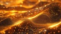 Golden digital wave particles flowing abstract background Royalty Free Stock Photo