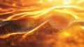 Golden digital wave surface featuring flowing glowing particles Royalty Free Stock Photo