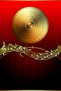 Golden Disc and Music Notes Royalty Free Stock Photo