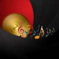 Golden Disc and Music Notes Royalty Free Stock Photo
