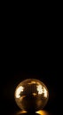 Golden disco ball on black background banner. Generate ai Royalty Free Stock Photo