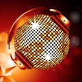 Golden disco ball with headphones Royalty Free Stock Photo