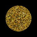 Golden disco ball. Shiny illuminated disco ball Royalty Free Stock Photo