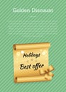 Golden Discount Green Poster Vector Illustration