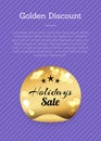 Golden Discount Holidays Sale Golden Round Label