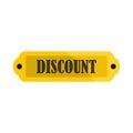 Golden discount label icon, flat style