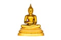 Golden dismissing Vakkali Buddha isolated on white background.