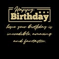 Golden Distressed typography Happy birthday wishes