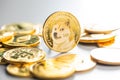 Golden dogecoin coin. Cryptocurrency dogecoin.