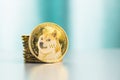 Golden dogecoin coin. Cryptocurrency dogecoin.