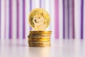 Golden dogecoin coin. Cryptocurrency dogecoin.