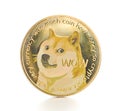 The golden dogecoin. Royalty Free Stock Photo