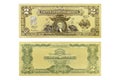 Golden 2 Dollar Banknote golden George Washington , U.S. 1 highly detailed dollar banknote money Royalty Free Stock Photo